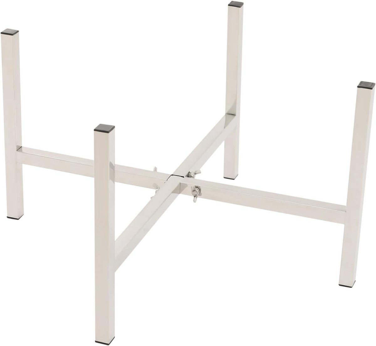 Vuurkorfstandaard van roestvrij staal 201, stabiel onderstel voor vuurschaal en campingfornuis, hittebestendige outdoorhouder voor barbecue, wandelen, picknick, 48-68 cm aanpasbaar, zilver