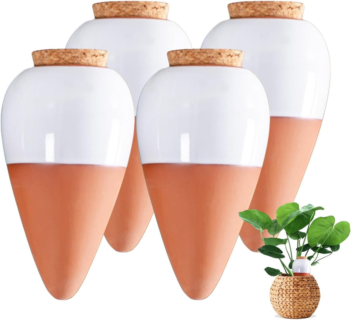 Irrigatie van planten op vakantie, irrigatie van planten op vakantie, set met 4 irrigatiekegels voor planten, druppelirrigatieset, automatische irrigatie voor kamerplanten, voor binnen en buiten, tuin