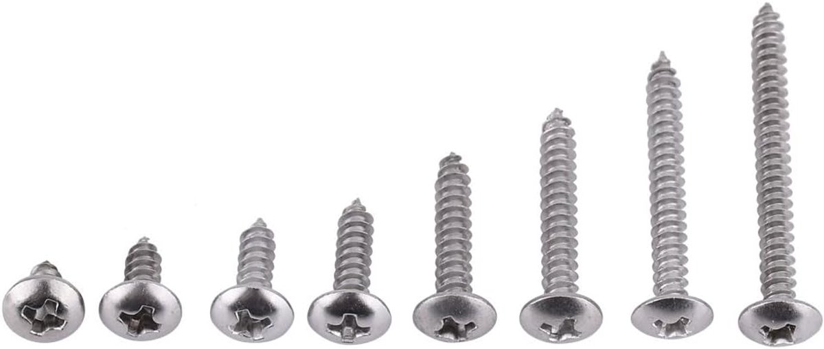 200pcs M3 Vis Autotaraudeuses en Acier Inoxydable à Tête Cruciformes/Plate/Fraisée Vis Autotaraudeuses Vis à Bois M3 x 6/8/10/12/16/20/25/30mm(Set C: Tête Fraisée)