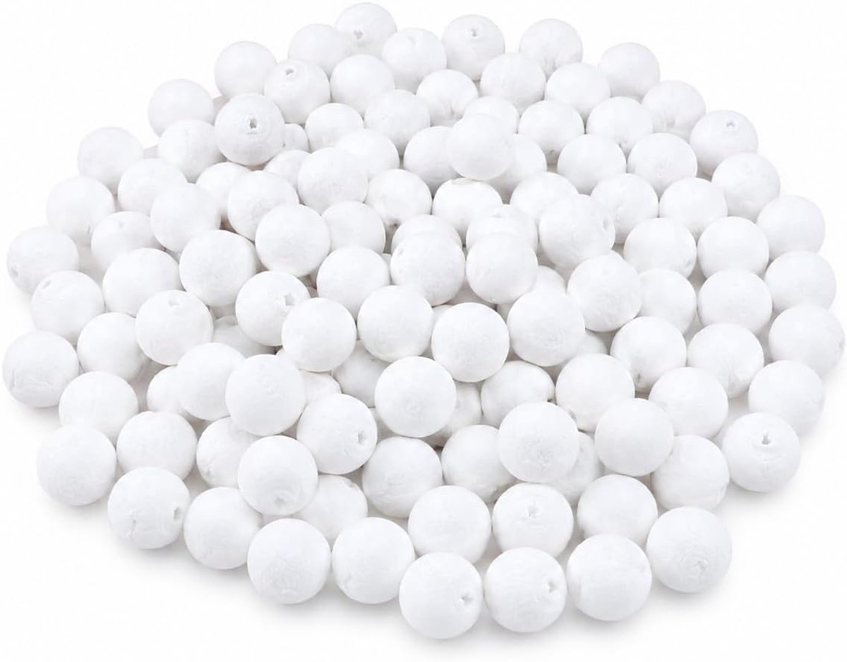 100 witte papieren ballen 10 mm, knutselballen van gesponnen papier om te schilderen en decoreren, voor crêpepapier bloemen, besjes, bloemharten, takjes en handgemaakte decoratie