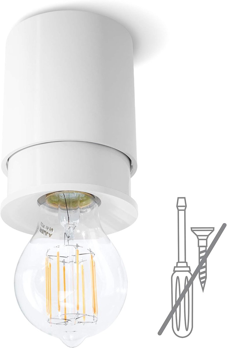 Plafondlamp E27 zonder boren – hangt aan een bestaande plafondhaak