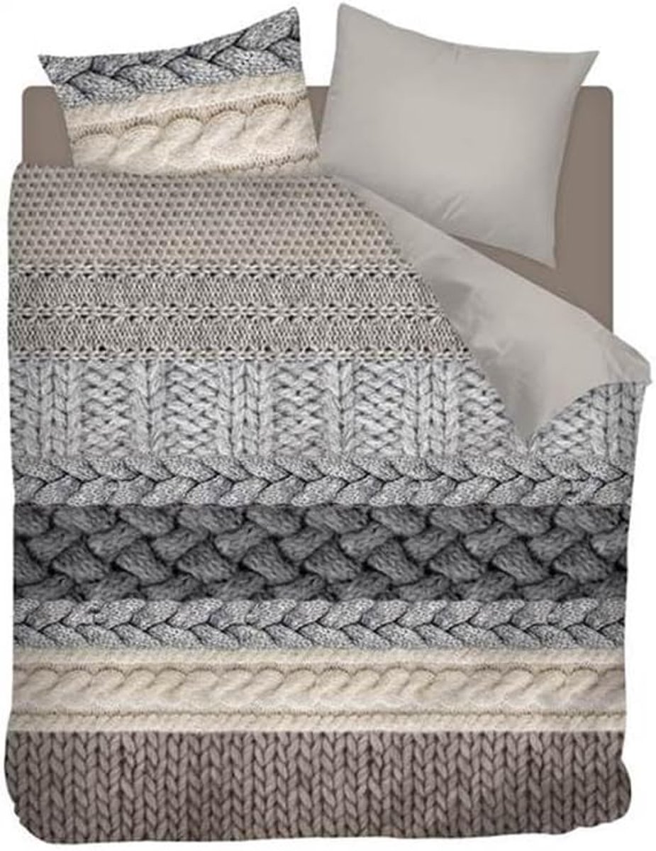 Dekbedovertrek 200 x 200/220 cm - Gebreide Wol - Flanel Multi-kleur - Ultra warm en zacht - SnelShoppen