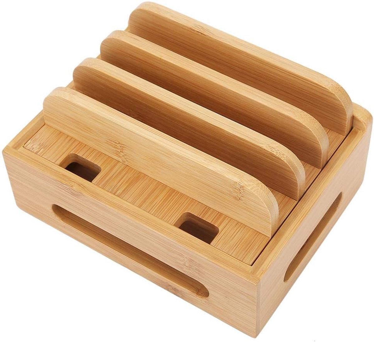 Bamboe Multi Apparaat Standaard, Oplaadstation voor Meerdere Apparaten, Telefoon Tablet Snoer Organizer