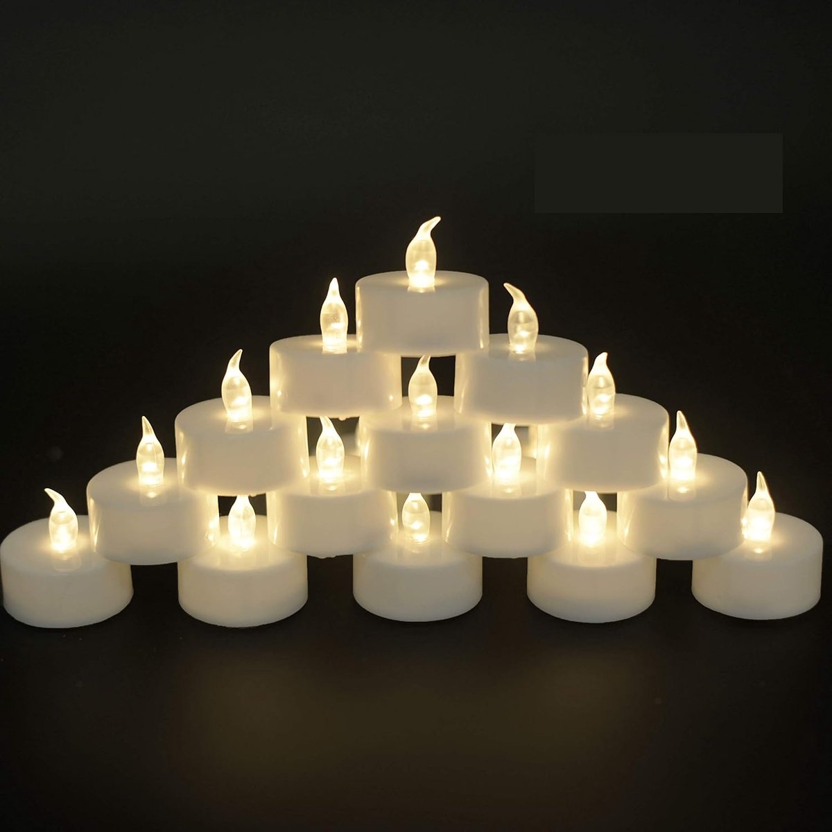 200 stuks led-theelichtjes, 200 stuks, realistisch, helder, flikkerend, vakantie, cadeau, aangedreven vuurloze led-theelicht voor festivals en feesten, warmwit, werkt op batterijen (100 x 2 stuks)