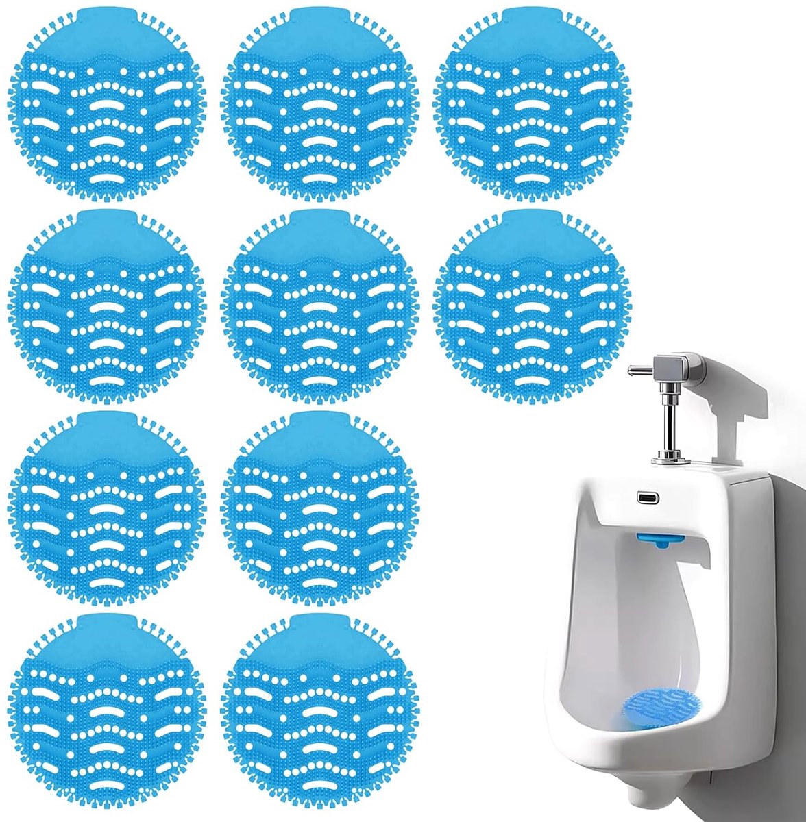 10 stuks urinoir zeef met geur, urinoir zeef deodorant geblokkeerd, geur urinoir inzetstuk, anti-spatten geurbescherming voor toiletten, badkamer, kantoorhotels