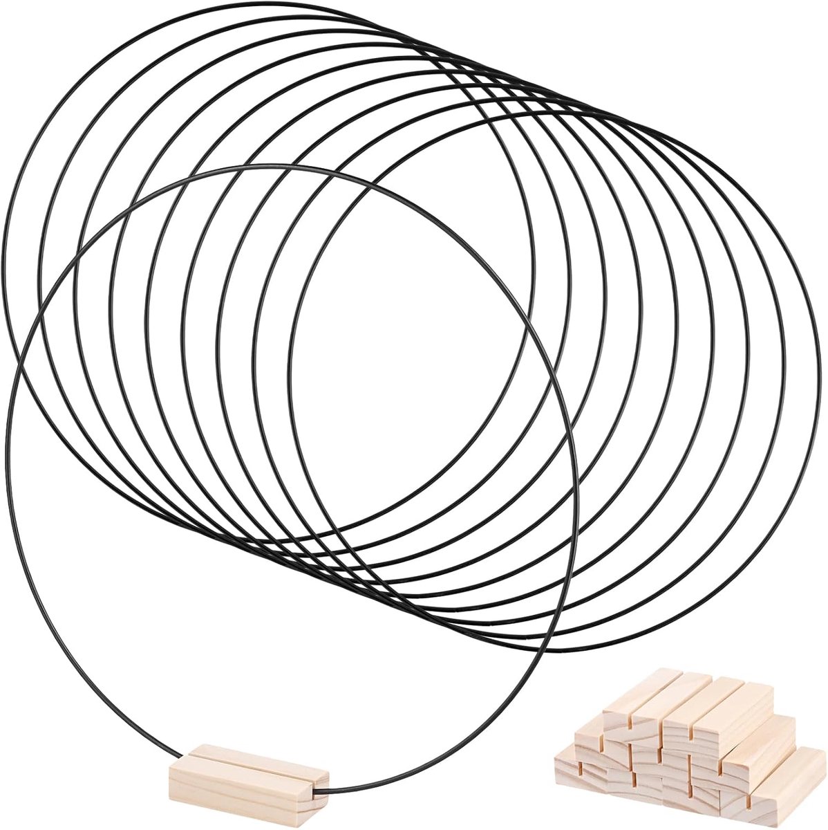 10 stuks 30 cm metalen ringen, zwarte decoratieve ringen met standaard, ronde metalen decoratieve bloemenkrans ringen voor bruiloft, feestdecoratie