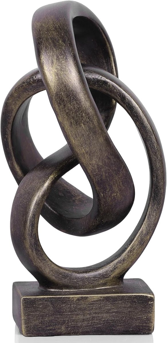 Abstracte bronzen knoopbeeld - geometrische decoratie - minimalistisch design - visueel pronkstuk voor de woonkamer - ShopVlot