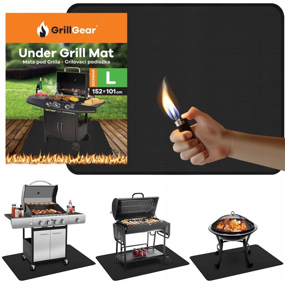 GrillGear Vuurvaste Mat 152x101cm - Bescherm uw Terras & Gazon