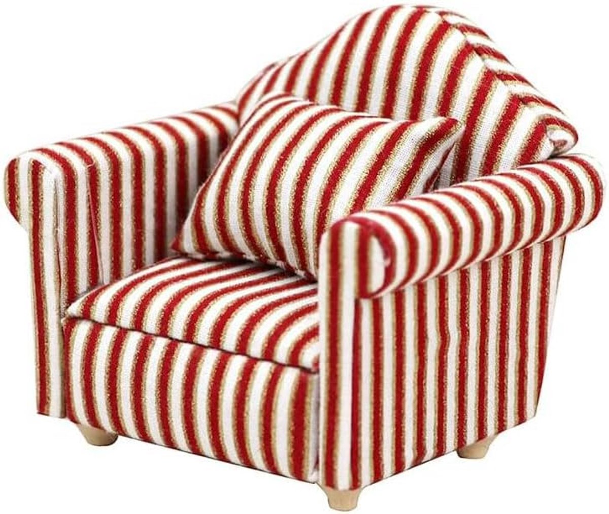 Dollhouse Sofa 1:12 - Bloemenpatroon - Inclusief Kussen - Perfect voor decoratie en creatief spel - SnelShoppen