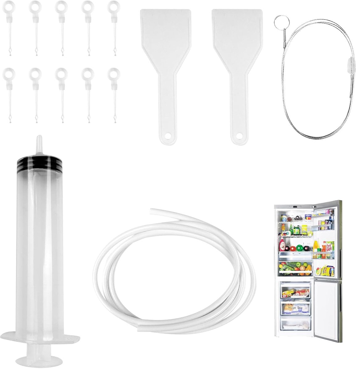 Koelkast reinigingsset 15-delig - herbruikbaar PVC en RVS - compleet met borstels en gereedschap - SnelShoppen