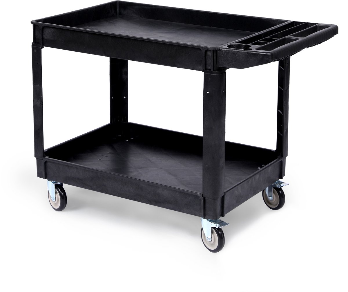 Danky - Twee‑Laags Industriële Servicewagen 250kg Belasting - Met 360° Zwierwielen en Remmen - 103x45x85cm