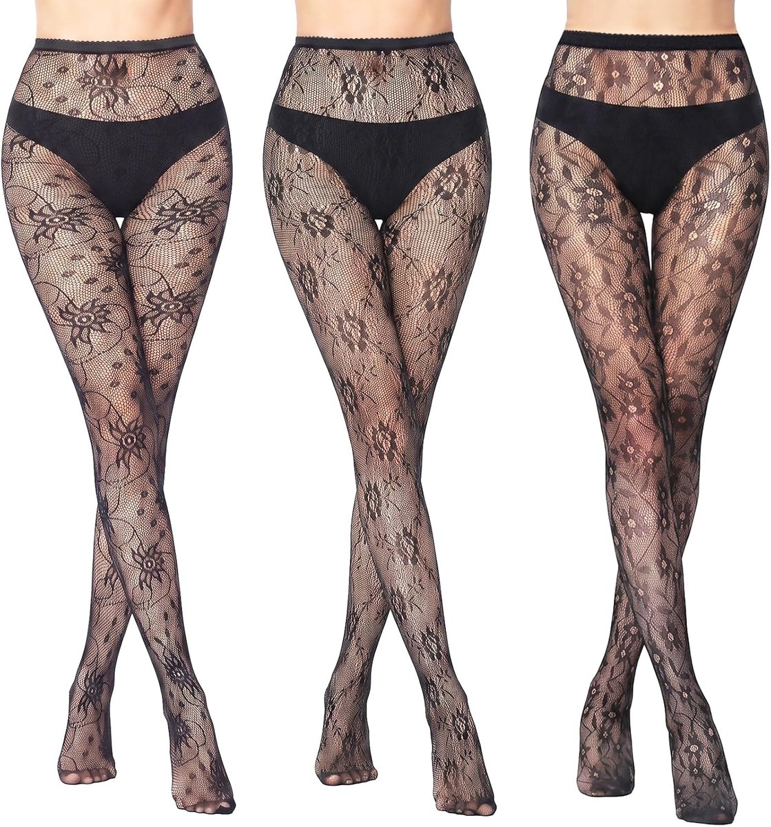 Netpanty dames - bloemenkant - sexy uitstraling - perfect voor speciale gelegenheden - SnelShoppen