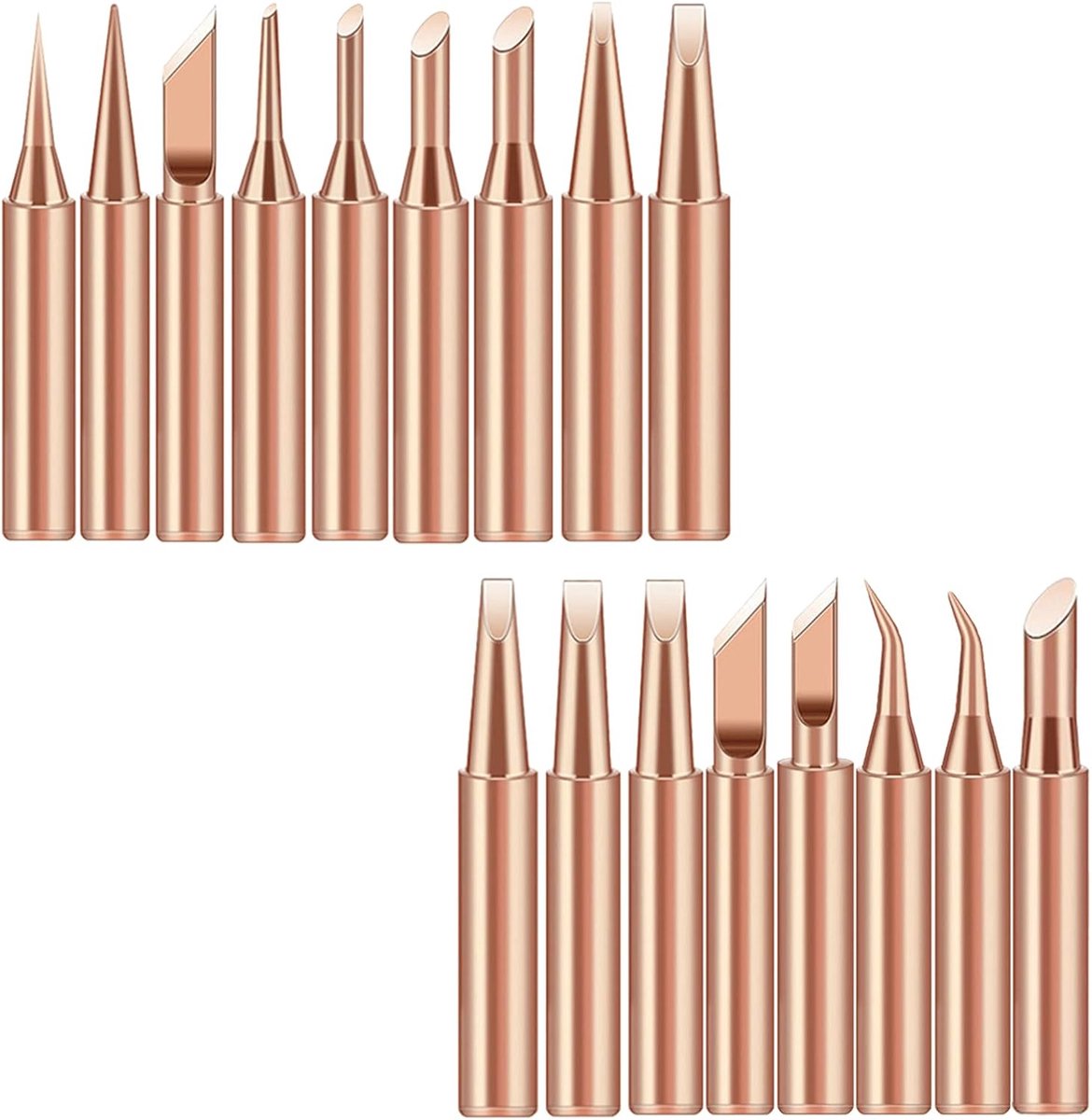 Soldering tips 17Pcs - universele vervangtips - puur koper - geschikt voor de meeste soldeerstations - SnelShoppen