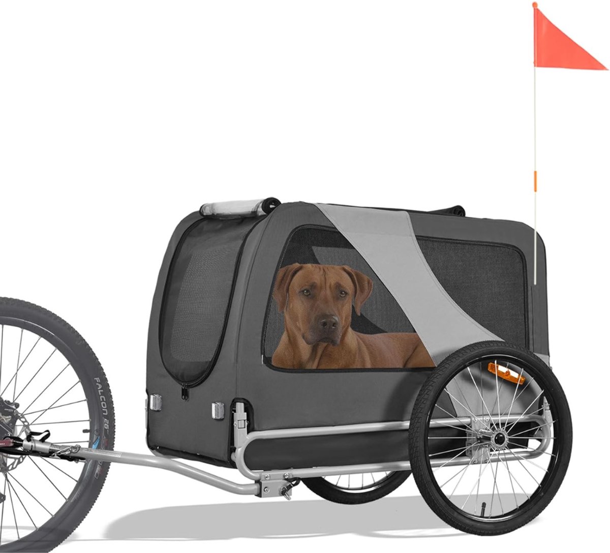 Lìon® Hondenkar - Hondenfietskar - Hondenbuggy - Grijs - 152cm x 72cm x 84cm