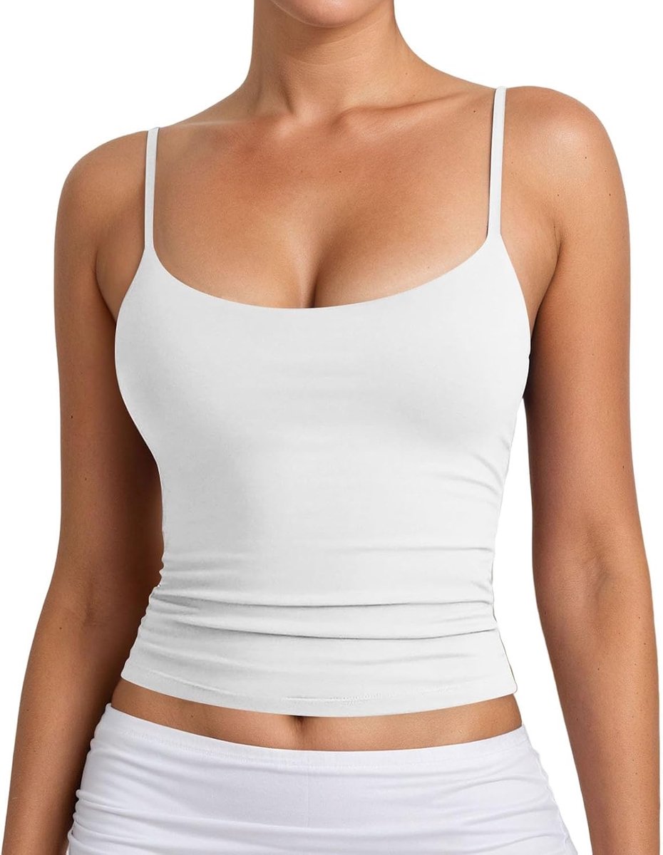 Tanktop dames basis - verstelbare schouderbanden - dubbel gevoerd halslijn - perfect voor de zomer - SnelShoppen