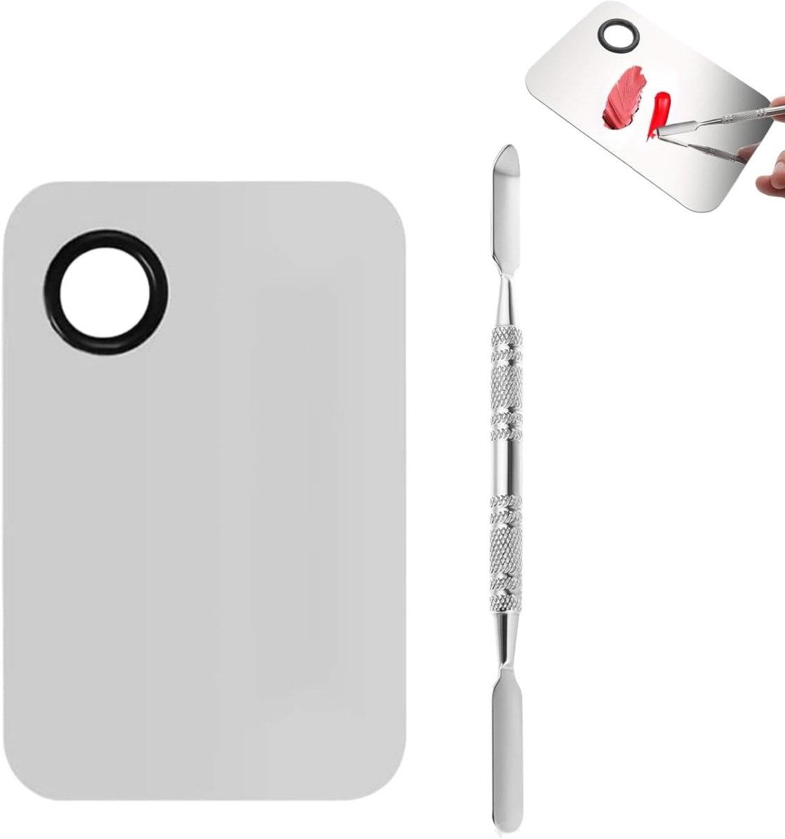 Makeup Palette met Spatel - RVS - Professioneel en hygiënisch - Ideaal voor precisie - SnelShoppen