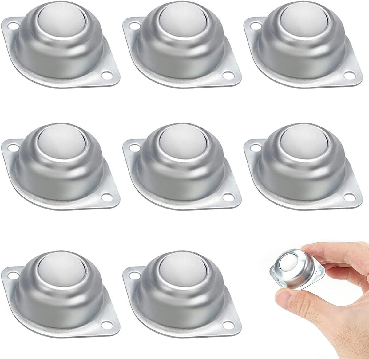 Ball transfer bearing roller 8 stuks - 2 gaten - universele castorballen - ideaal voor meubels en rolstoelen - SnelShoppen