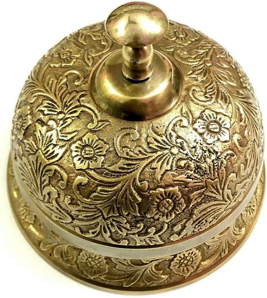 Nautische Tafelbel - Receptiebel Kantoorbel - Klantenservice Melden - Handgemaakt Messing Ontwerp - 4 inch - Goud — afbeelding 2