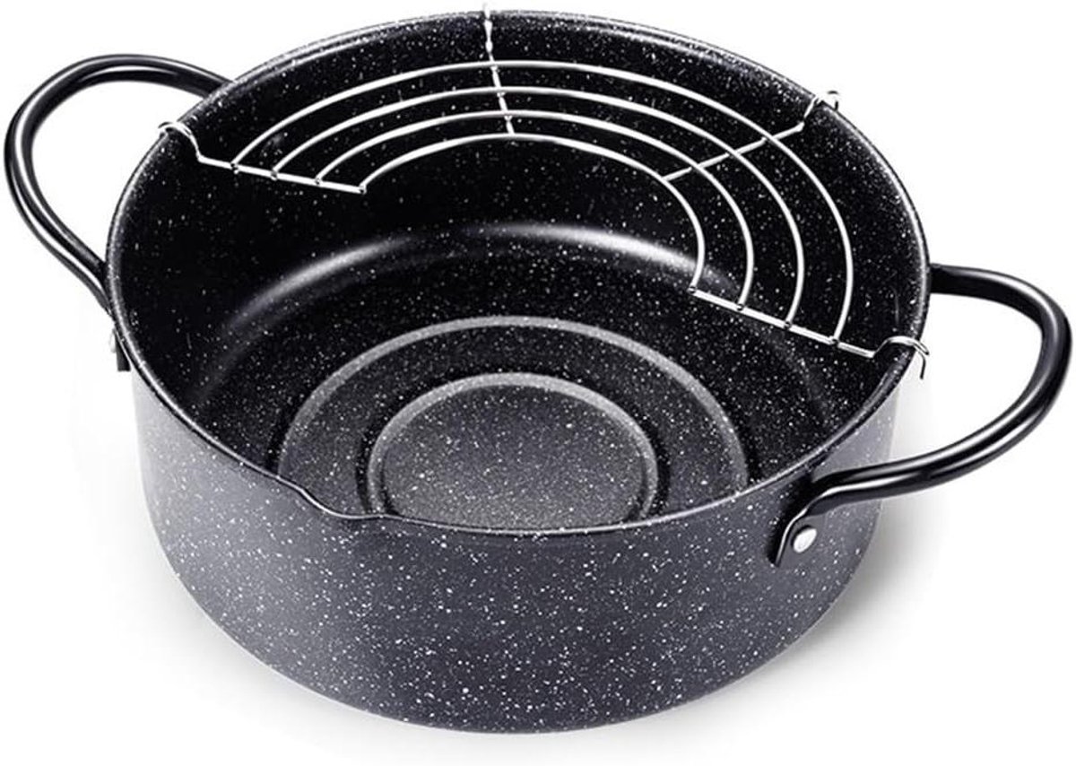 Frituurpan Koekenpan - Kleine Koekenpan - Thuis Frituren - Gelijkmatige Verwarming - 20 cm - Zwart