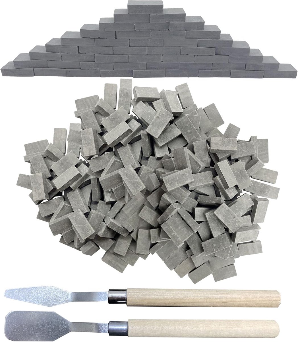 Miniatuur Bakstenen Set 350pcs - Grijs - Voor Miniatuurbouw - Ideaal voor Sprookjestuin - SnelShoppen