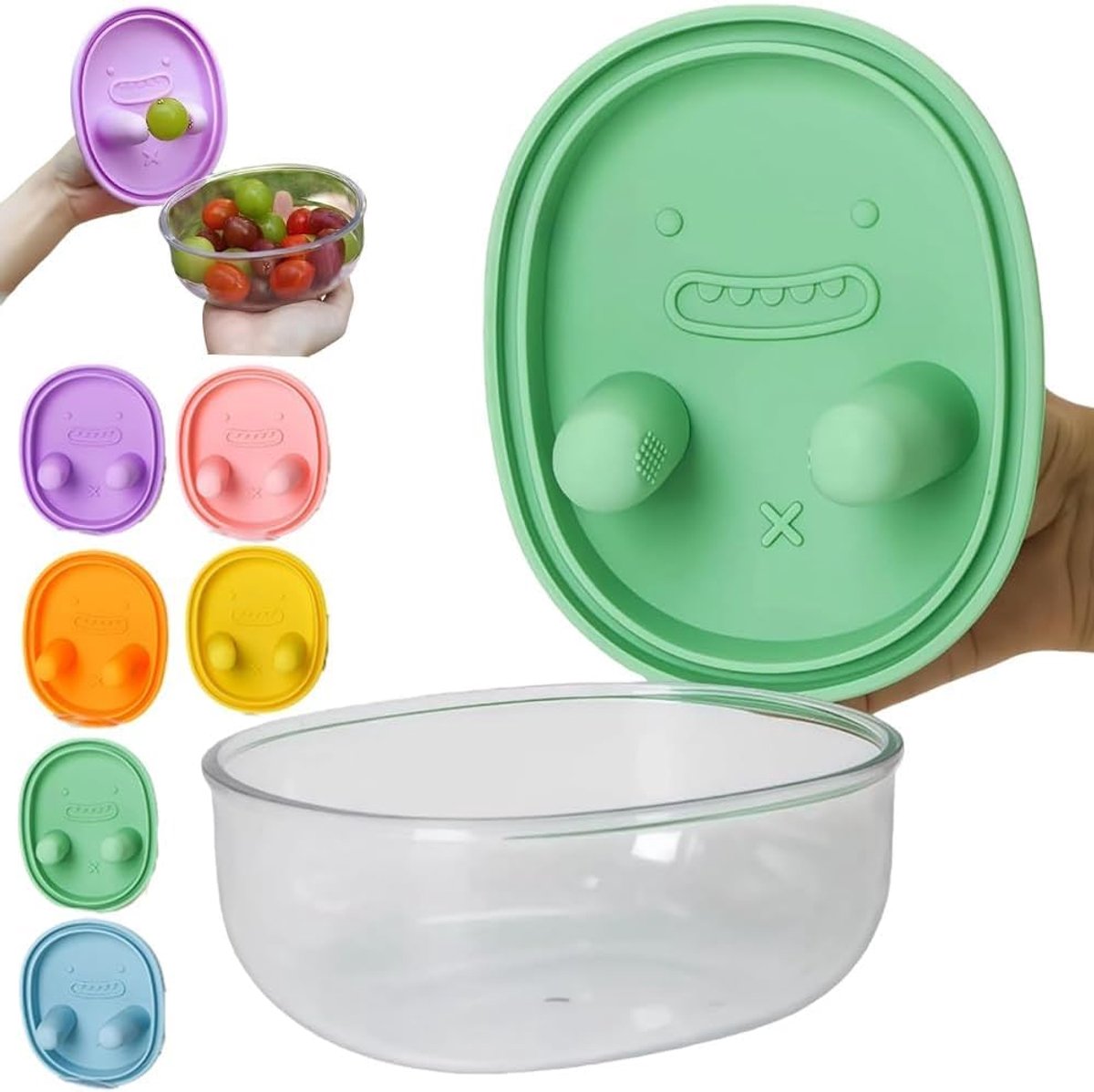 Snackbakje - handsfree vingeruitsparing siliconen binnen ABS kom vaatwasserbestendig voor chips fruit koude snacks groene uitvoering