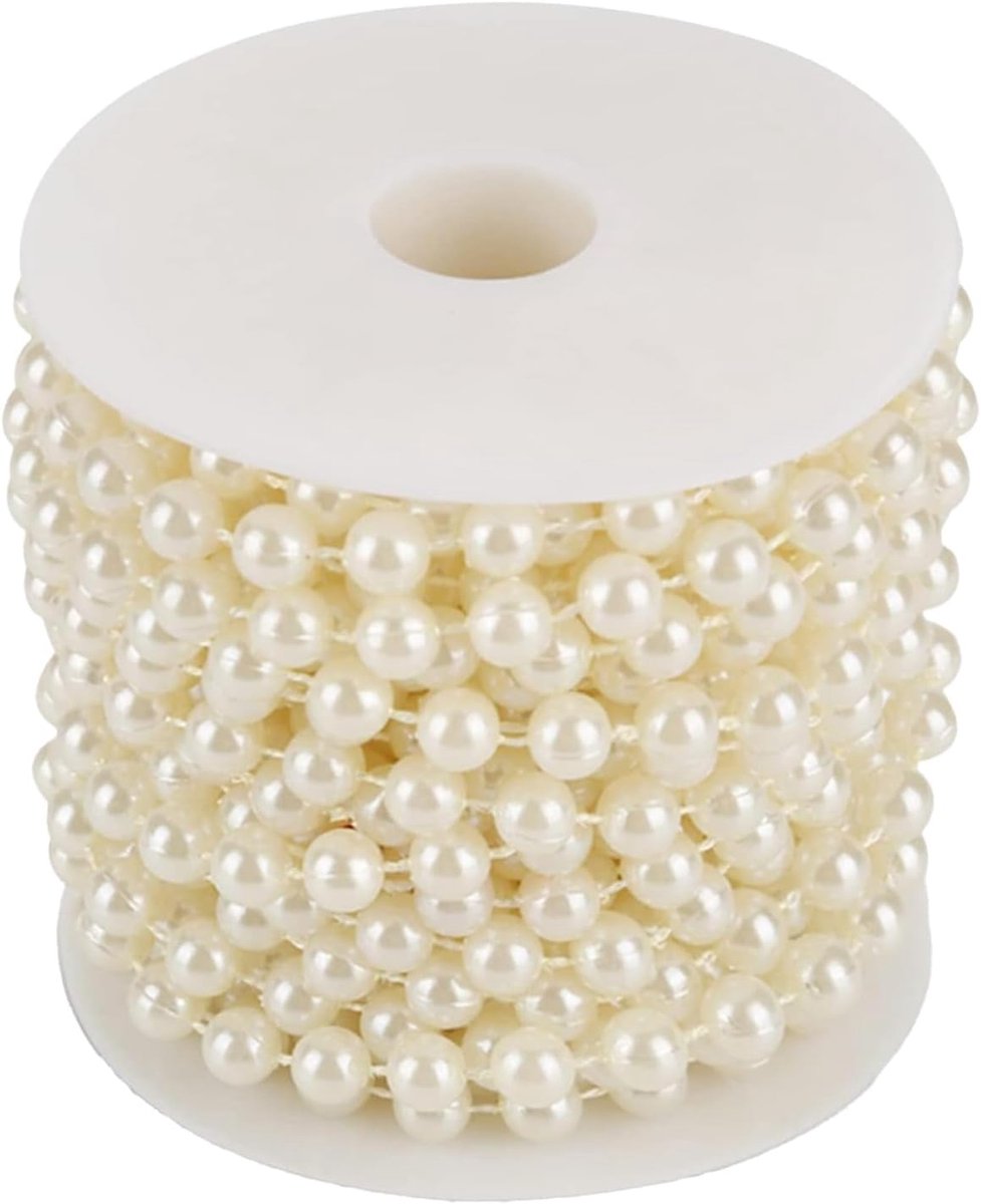 SnelShoppen - Parelsnoer Decoratie 10m 8mm Bruiloft Parels Cord DIY Bloem Decoratie Perfect voor Feest, Trouw, Creatieve Projecten
