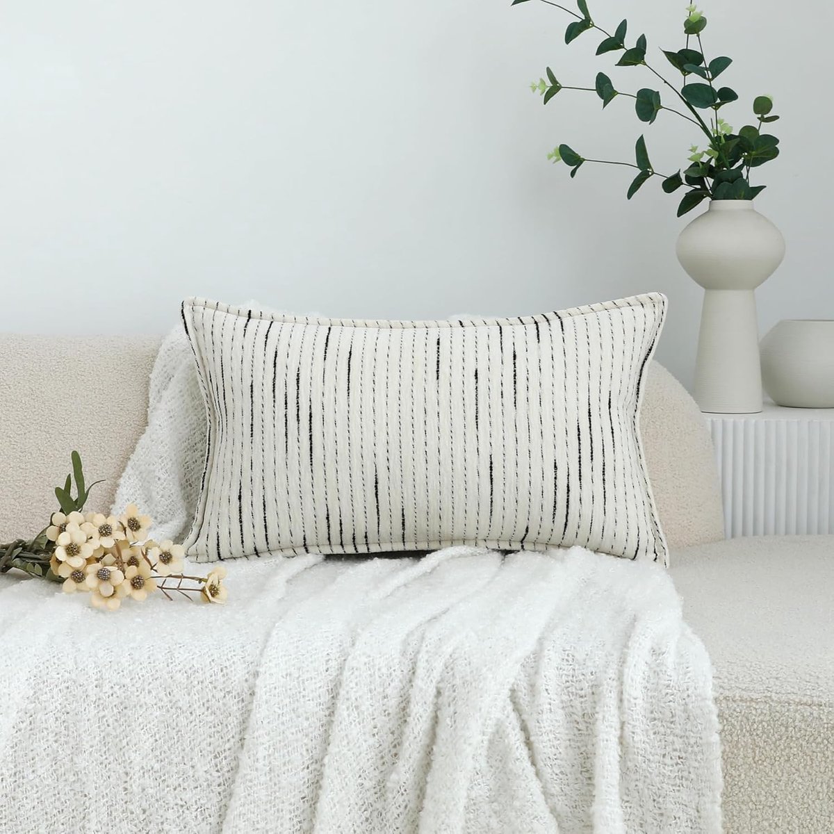Decoratieve Lendenkussenhoes 30 x 50 cm - Boho Chenille - Neutraal Accent - Voor Bank of Slaapkamer - SnelShoppen
