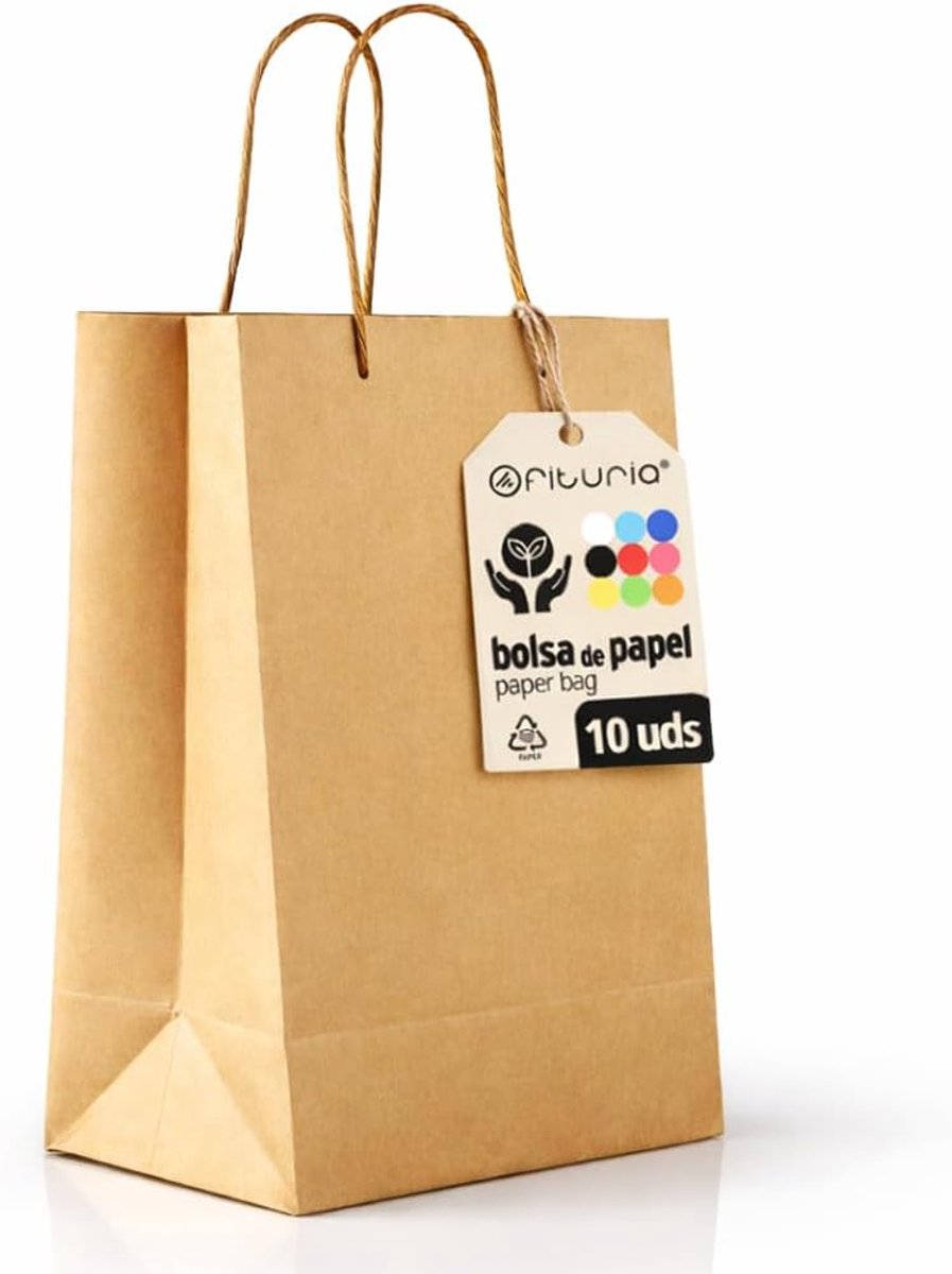 Kraftpapieren zakken 10 stuks - 22 x 10 x 27 cm - robuust en recyclebaar - ideaal voor geschenken - SnelShoppen