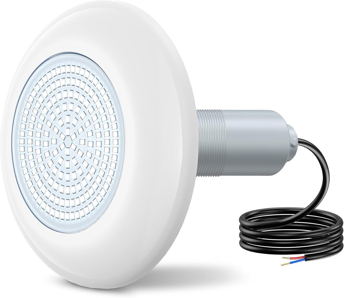 LED Zwembadverlichting met 2" Wanddoorvoer, 12W Resin-filled Onderwaterlamp 6000K Niet Dimbaar, 1200lm, Ø190mm, 12V - ShopVlot