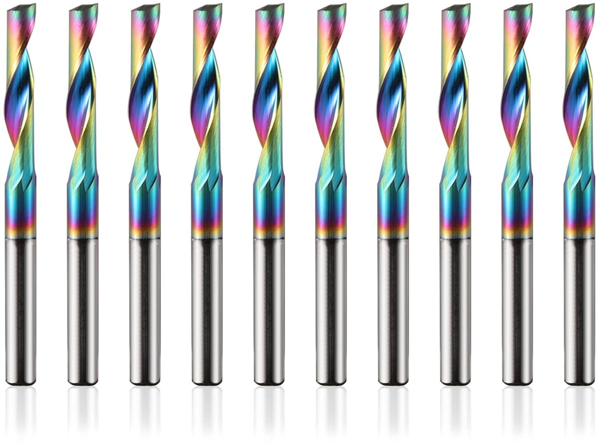 10 Pcs Mill VHM Single Cutter for Aluminum 15mm Cutting Length with DLC Coating CNC Milling Cutter Wood Acrylic Brass - ShopVlot
