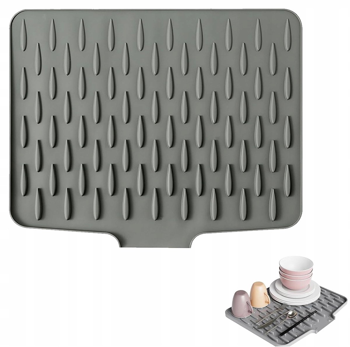 Siliconen Afdruipmat Keuken - 40x32.5 cm - Grijs