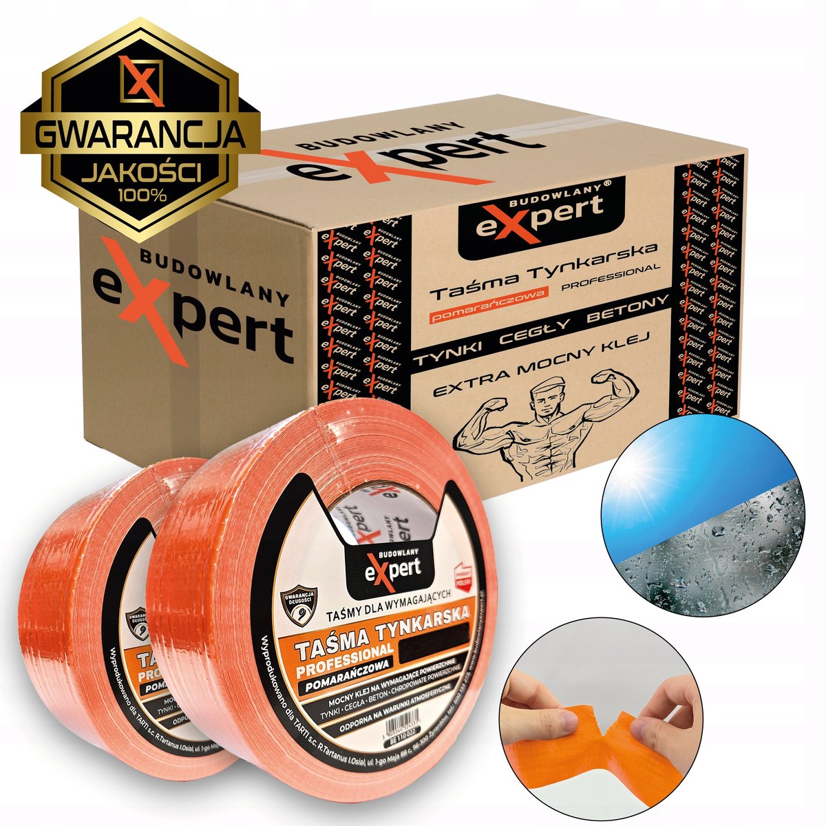 Professionele Gevelpleister Tape - Versterkt, Oranje, 38mm x 50m