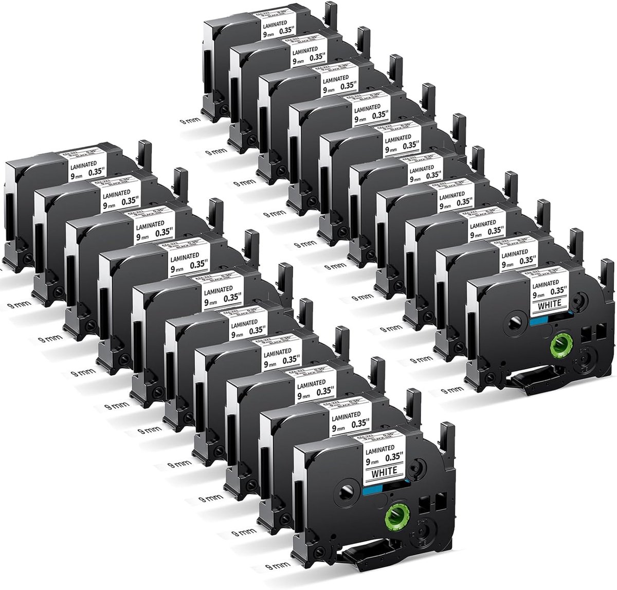 MarkField 20 stuks TZe-221 9 mm tape compatibel met Brother P touch tapes zwart op wit TZ TZe221 0,9 mm tape cassette - ShopVlot