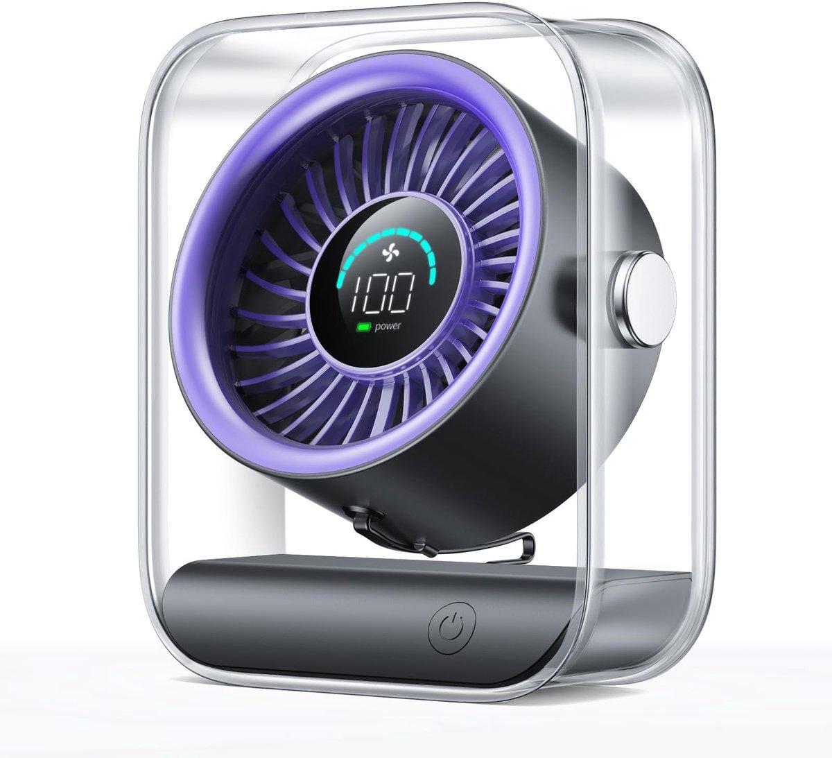 Casalora Ventilator - Tafelventilator Stil Geruisloos USB - Oplaadbaar & Draadloos - 100 Snelheden - Paars