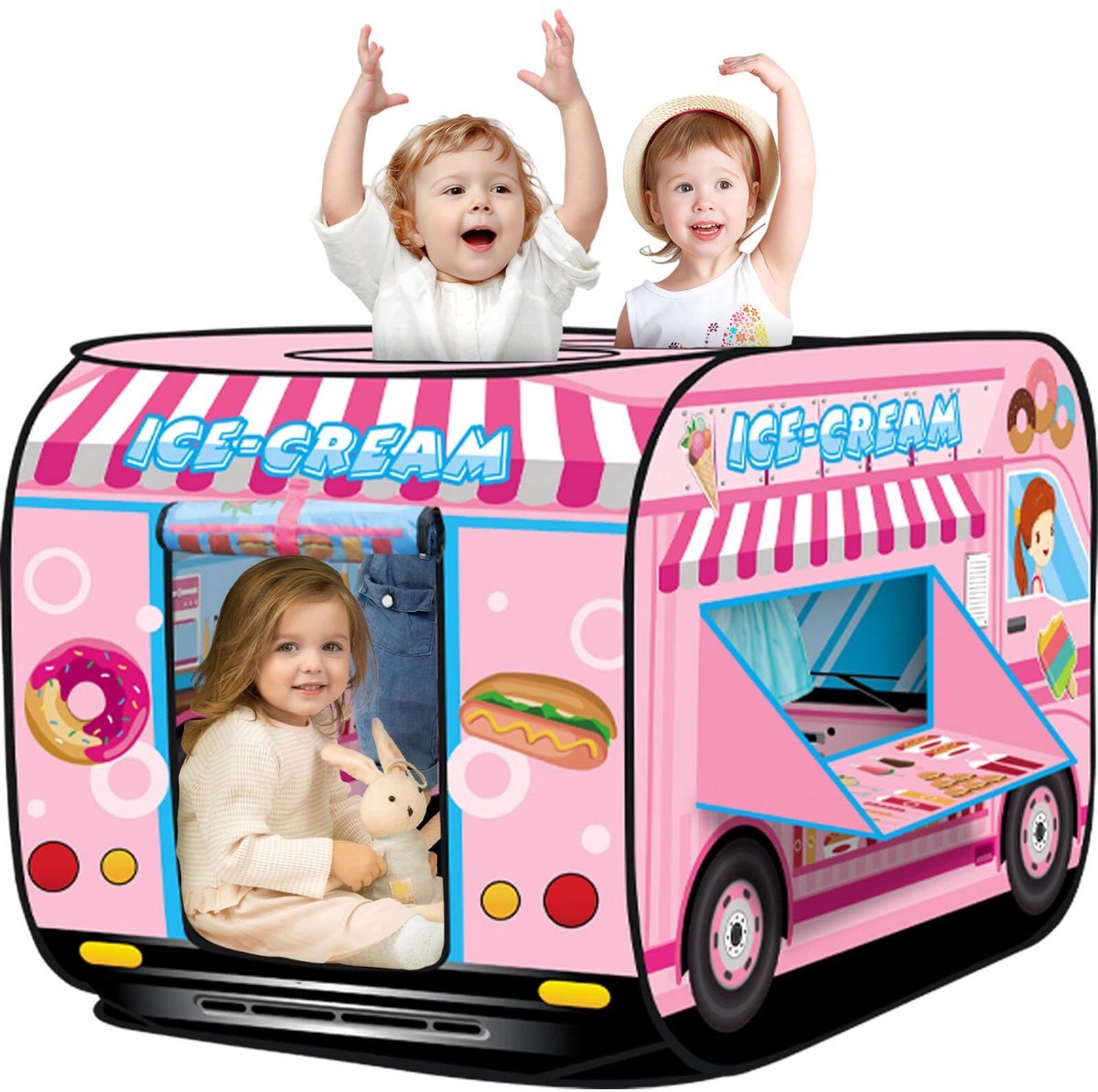 Casalora Kindertent Pop-Up – Speeltent Dessertwagen – Indoor & Outdoor Speelhuisje – Opvouwbaar – Inclusief opbergtas - Voor 3+ Jaar