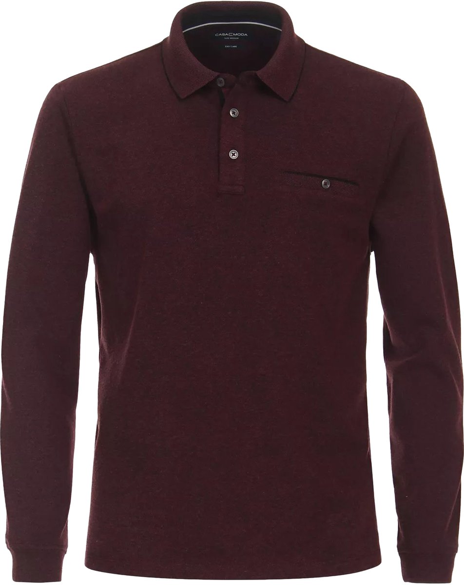 Casa Moda Polo LS Bordeaux Rood - Maat M - Heren - Longsleeve polo