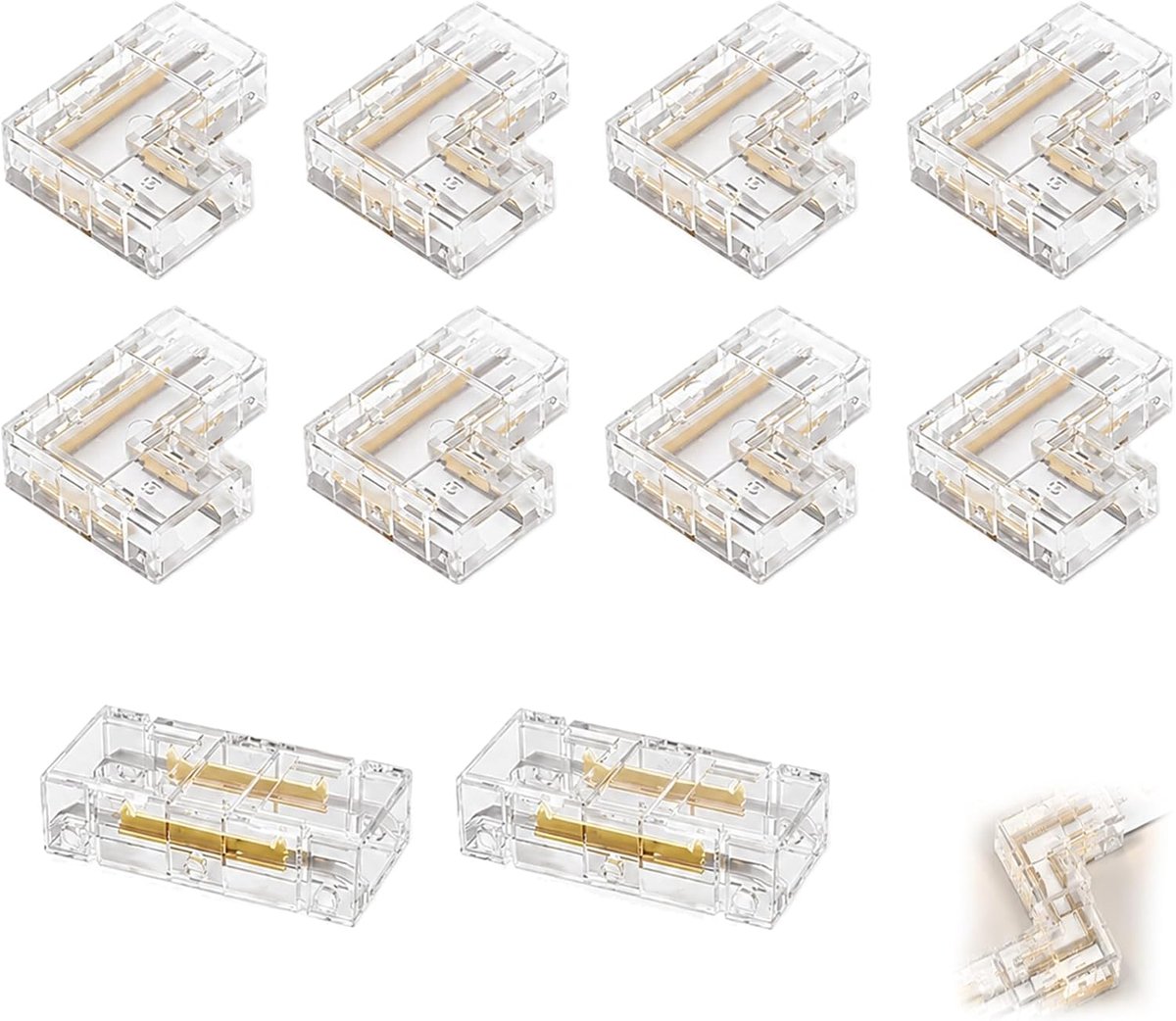 COB ledstripverbinders 2-polig 8 mm - transparant - soldeervrij - eenvoudig te gebruiken - ShopVlot