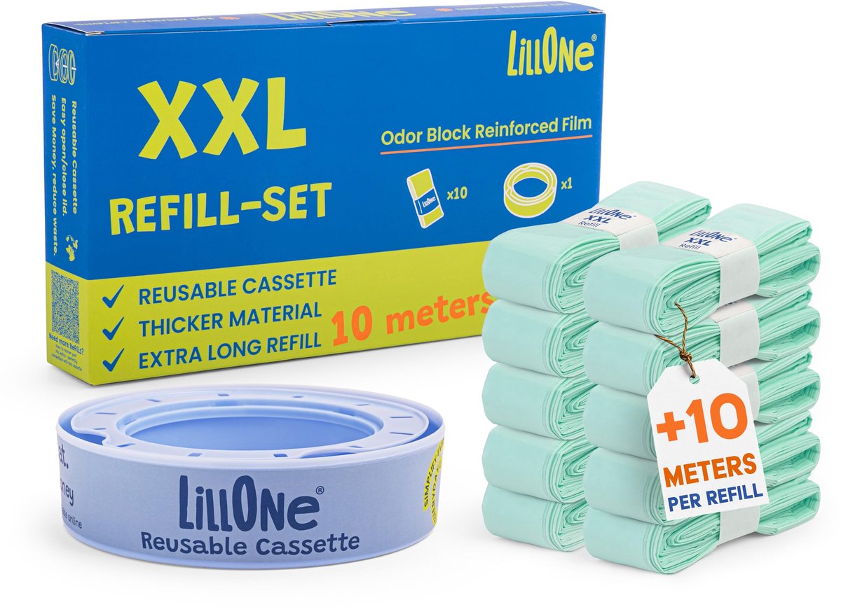 Navullingen voor luiersysteem XXL-SET 10 stuks - 10 meter per navulling - hoge dichtheid - voor eenvoudig gebruik - ShopVlot