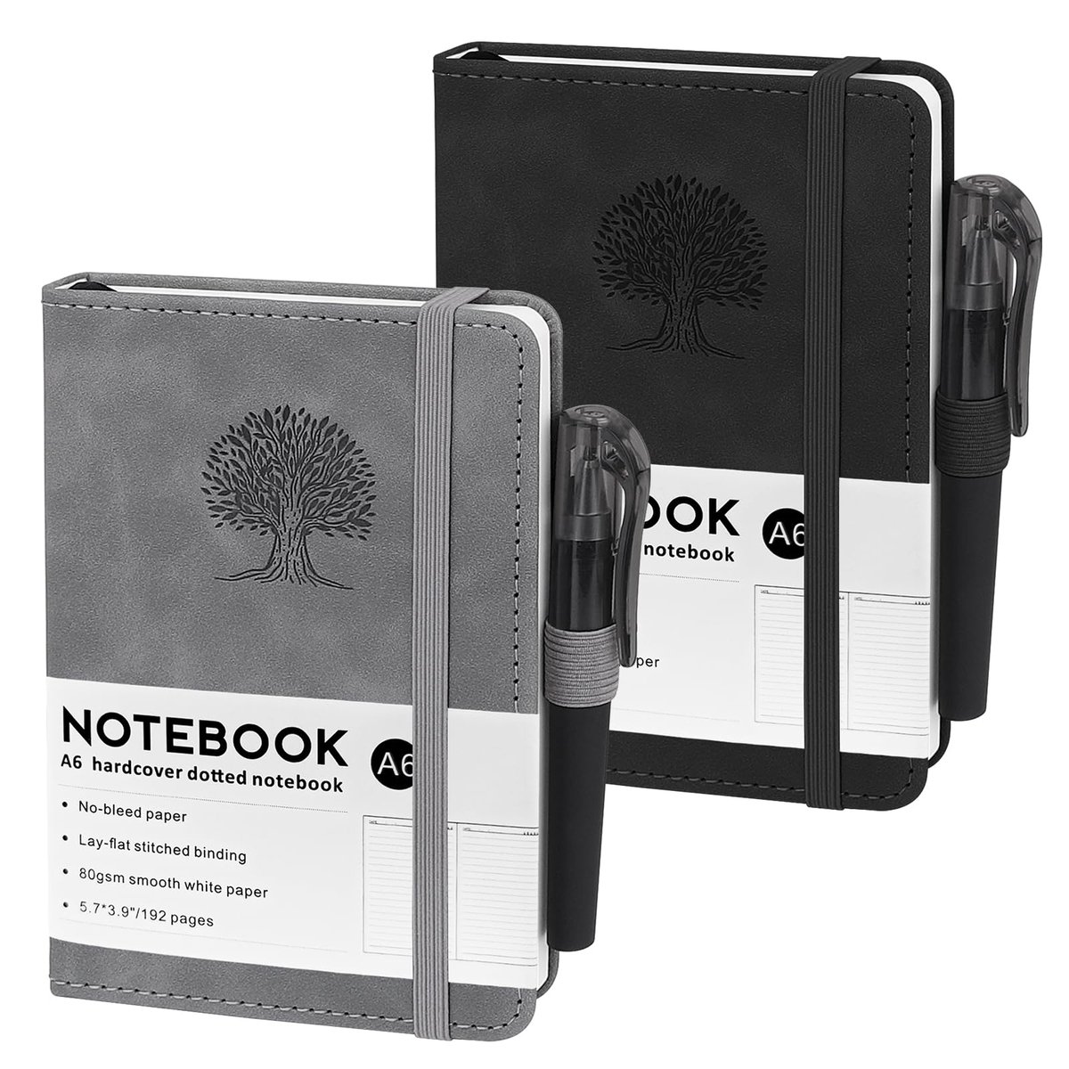 Notitieboek A6 2 stuks - PU-leer zwart - 192 pagina's blanco - ideaal voor school en werk - ShopVlot