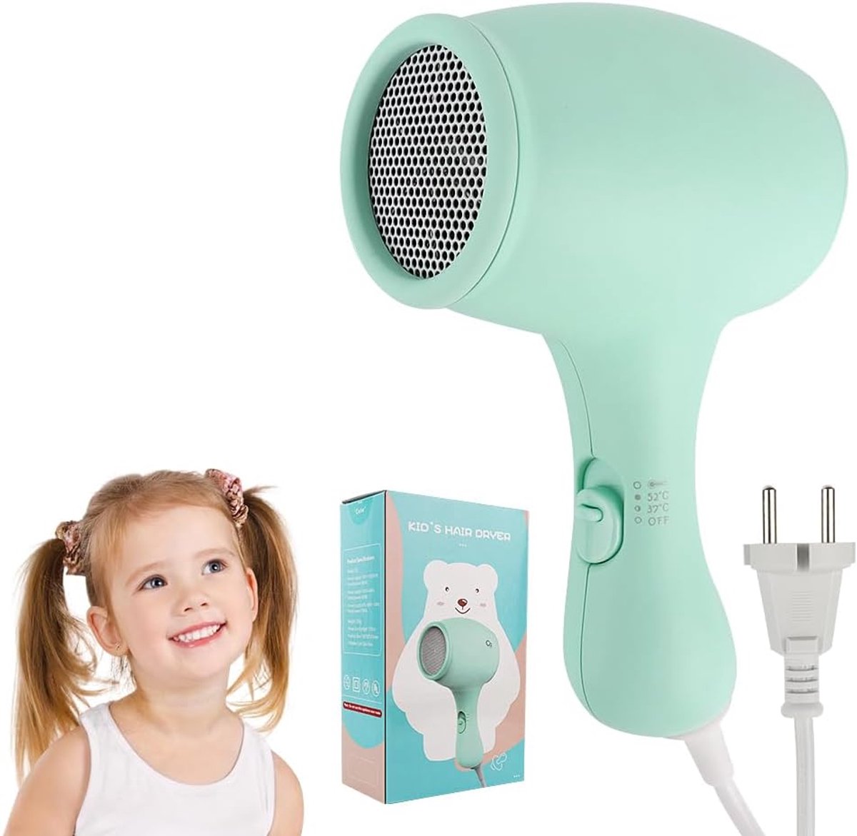 Haardroger voor Kinderen 550W - Kleine Haardroger voor Meisjes - 3 Temperatuurinstellingen - ShopVlot