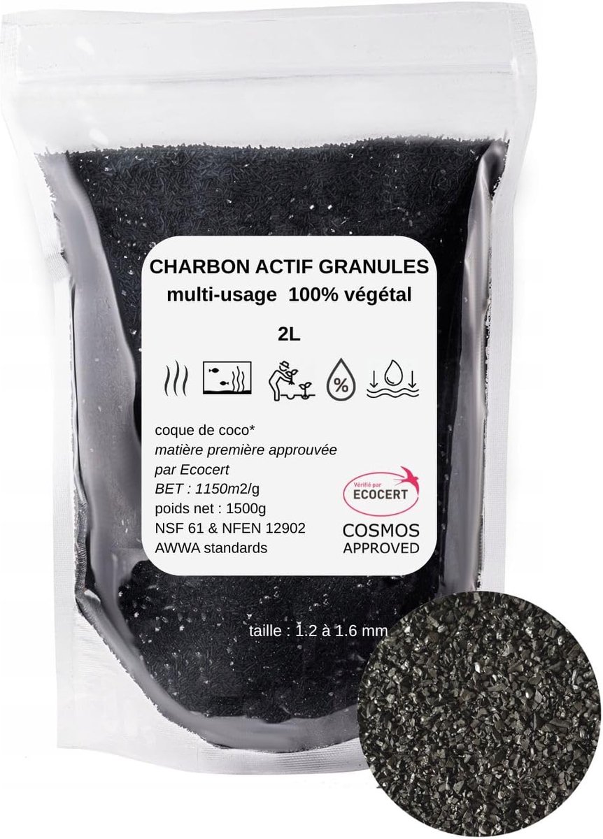 Coconule granules 2L - 100% plantaardig - voor waterfiltratie - geurcontrole en bodemverbetering - ShopVlot