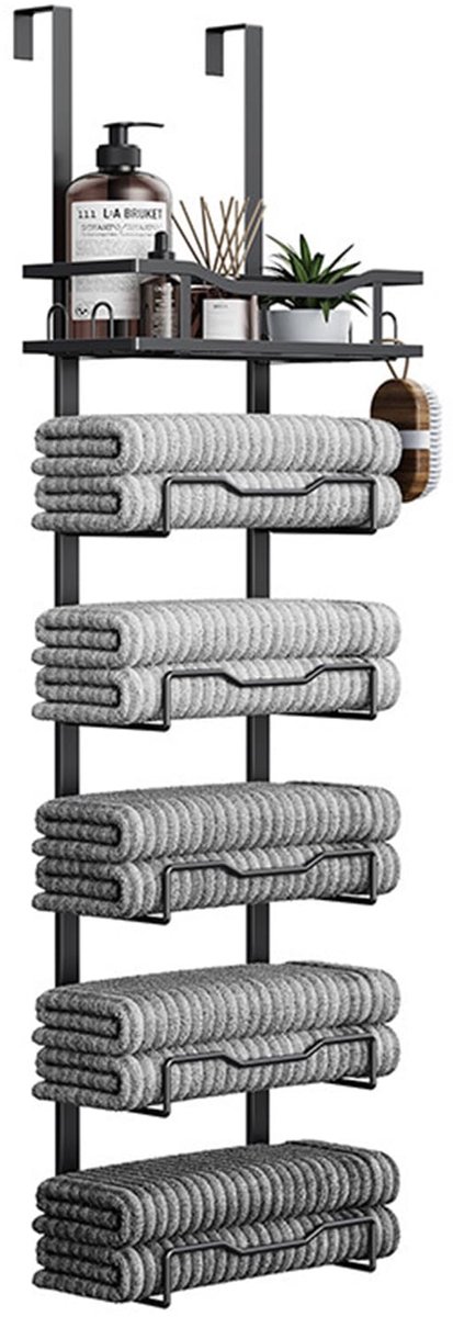 Over Deur Handdoekenrek 6-Tier - Hangend met Opbergmand - Ruimtebesparend - Ideaal voor Badkamer - ShopVlot