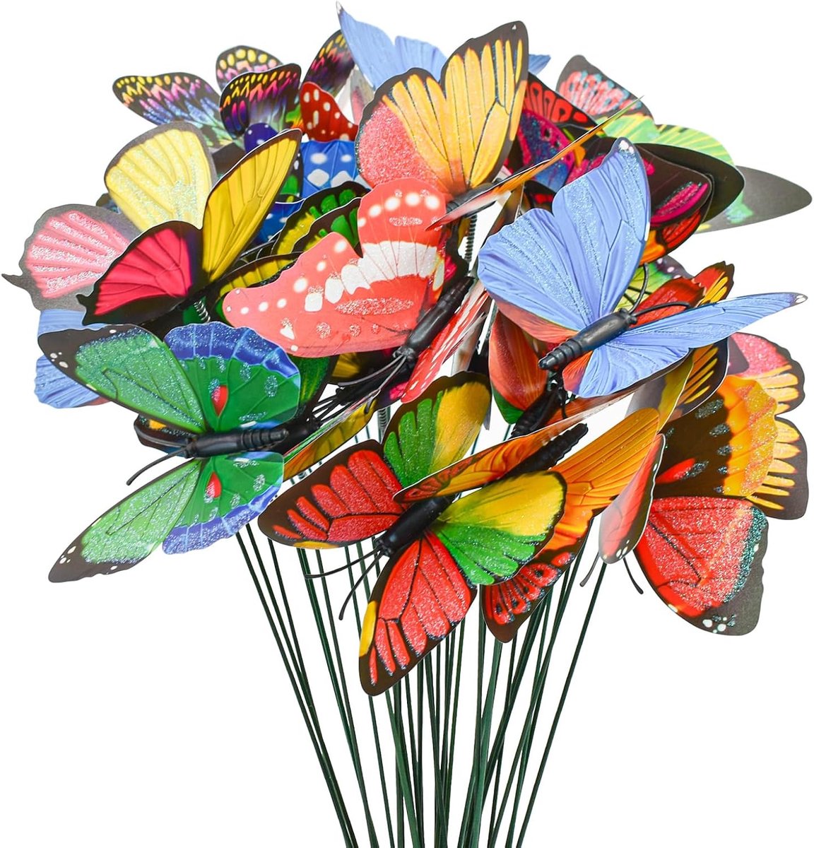 Vlinder tuinsteken 30pcs - 25cm kleurrijk PVC - waterdicht en buigzaam - decoratie voor tuin en balkon - ShopVlot