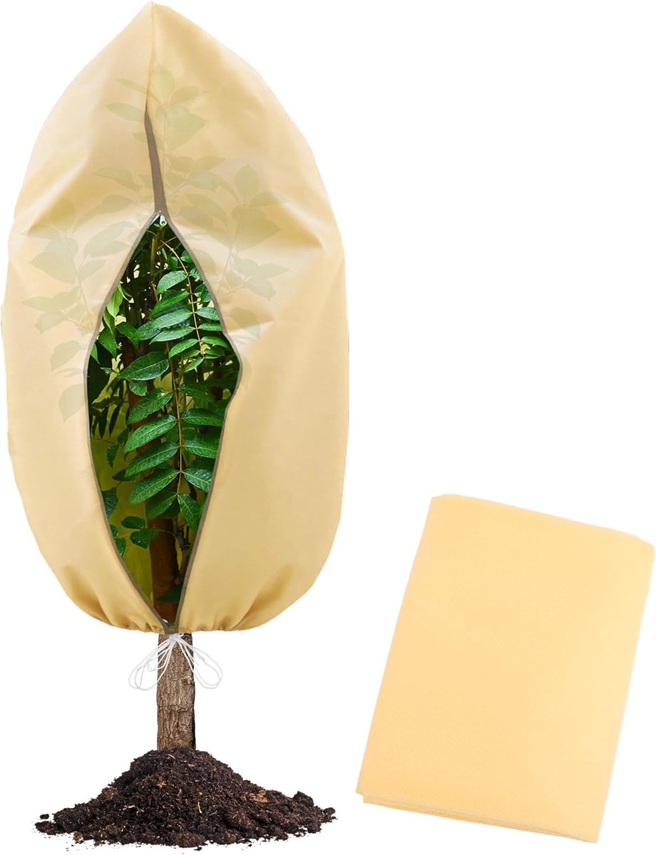 Winterbescherming voor planten 80 x 120 cm - herbruikbare plantenzakken - trekkoord/ritssluiting - ShopVlot