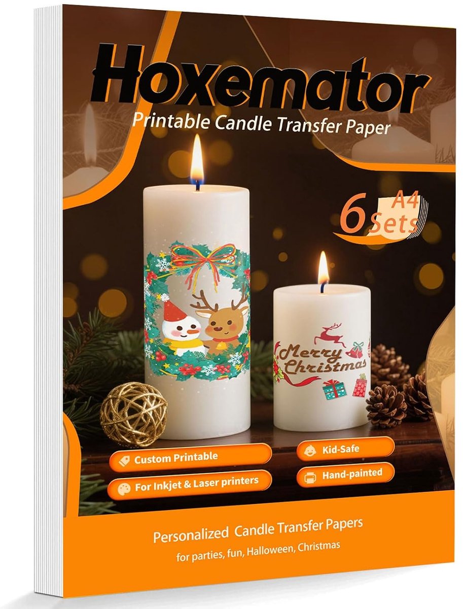 Waterschuiffolie voor kaarsentatoeages - 6 vellen A4 - bedrukbare transferfolie - ideaal voor feestversiering - ShopVlot