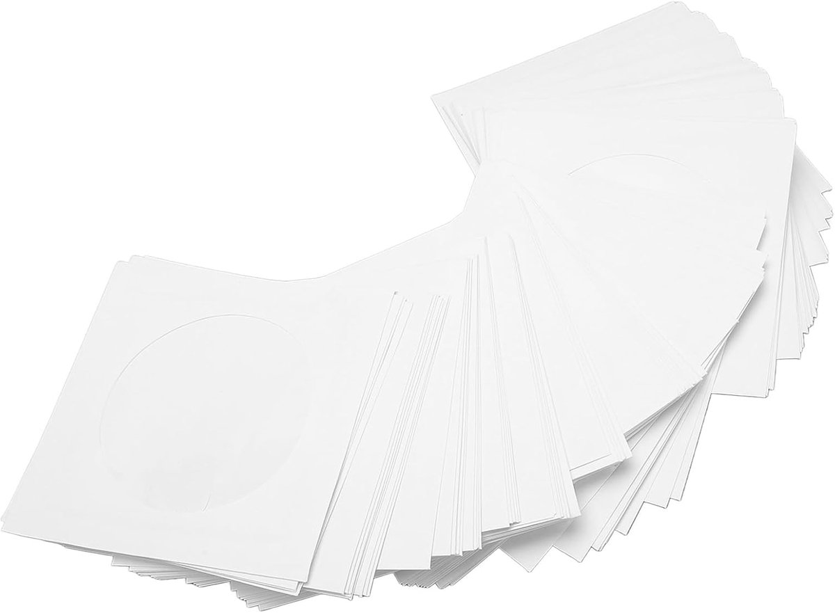 CD hoezen papier 100 stuks - herbruikbaar - stevige kwaliteit - ideaal voor 8 cm mini discs - ShopVlot