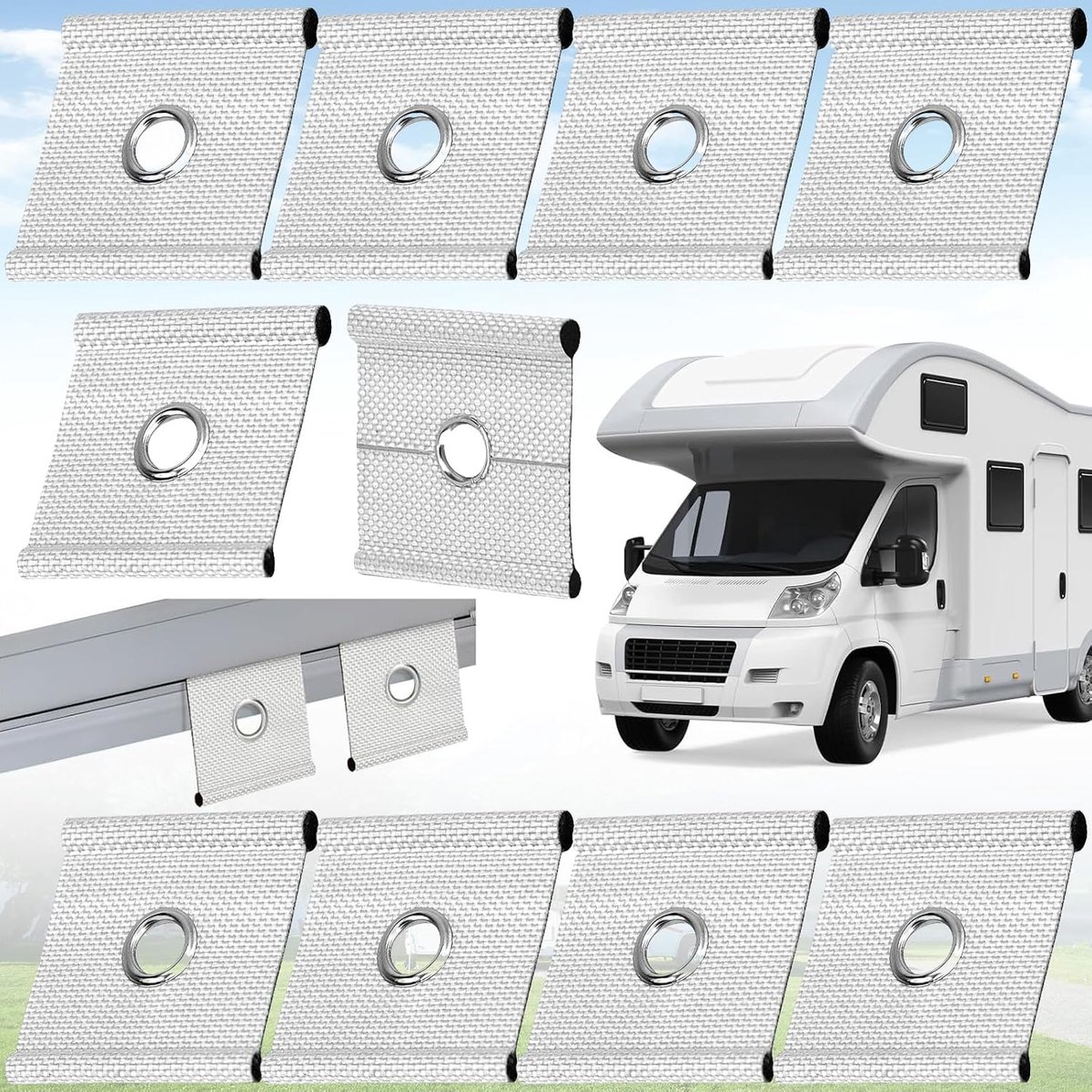 Piping Strip Hooks 10 stuks - Met metalen versterking - Eenvoudig te installeren - Ideaal voor tenten en campers - ShopVlot