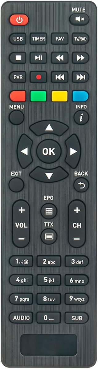 Vervangende afstandsbediening - compatibel met Telesystem Twin Tuner HDMI Decoder T2 TS6822 - eenvoudig in gebruik - ShopVlot