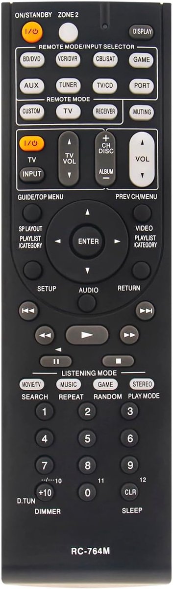 Afstandsbediening vervanging RC-764M - compatibel met Onkyo - eenvoudig in gebruik - geen configuratie nodig - ShopVlot