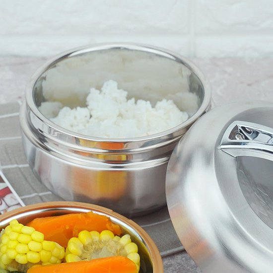 Rvs Lunchbox - Dubbele Laag Box - Maaltijden Meenemen - Lekvrij Ontwerp - 1 Liter - Enkele Kleur — afbeelding 3